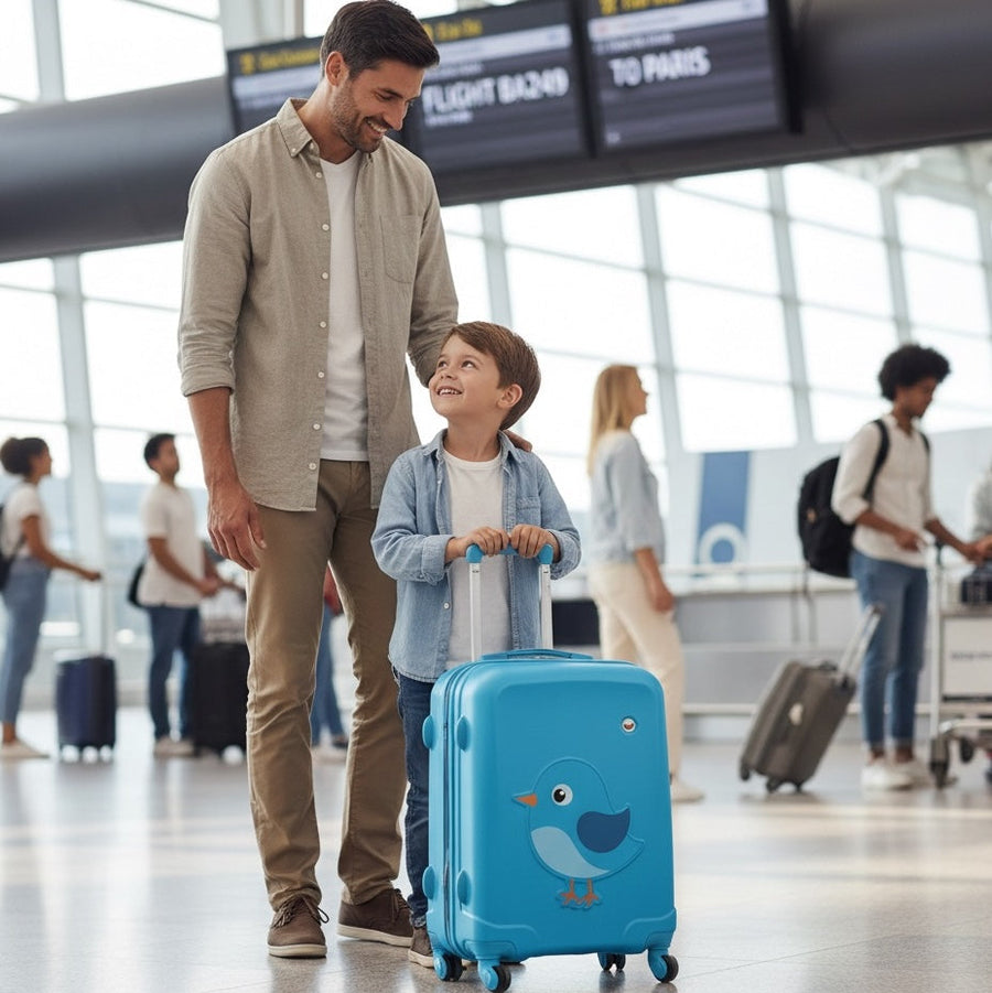 Enfant avec sa valise cabine
