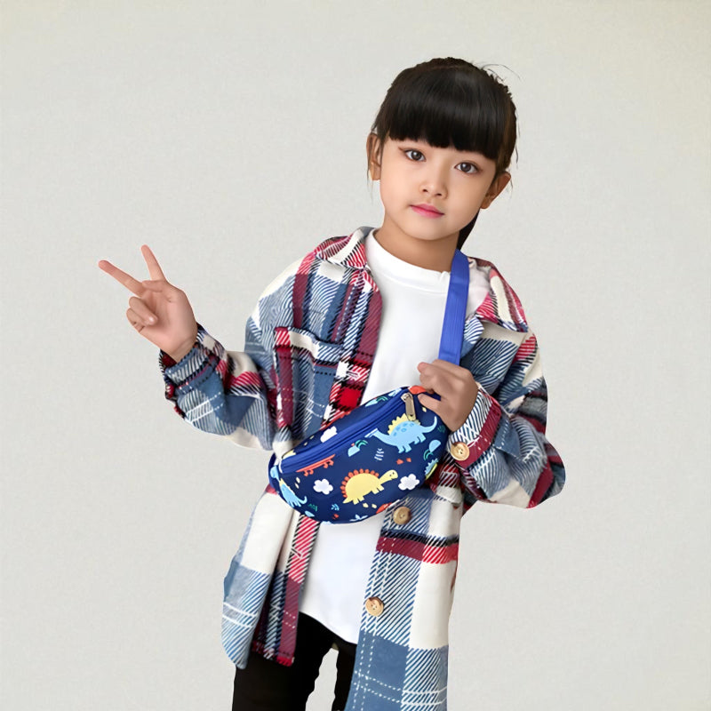 SAC BANANE BLEU DINOSAURE MANNEQUIN