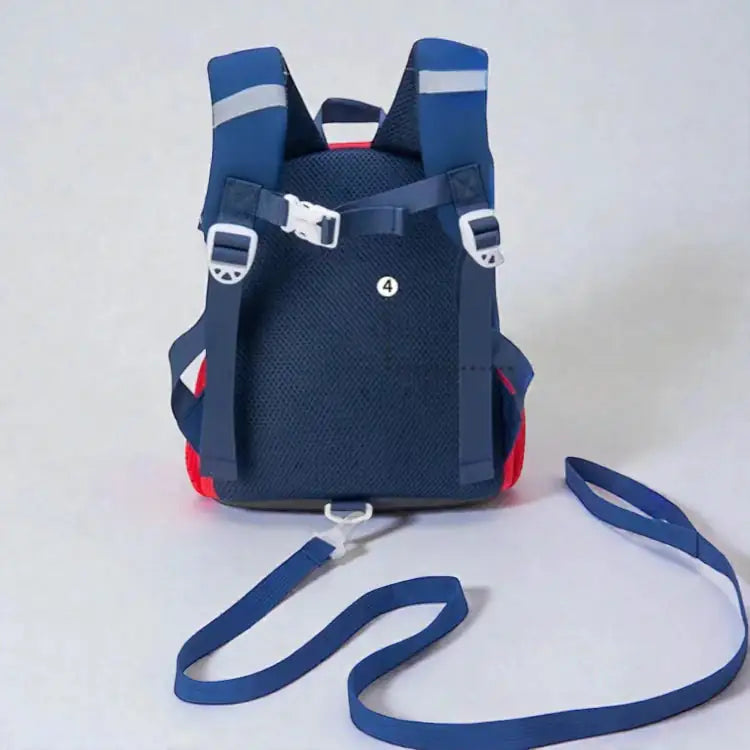 Sac à dos harnais bébé bleu fonce vue dos et harnais