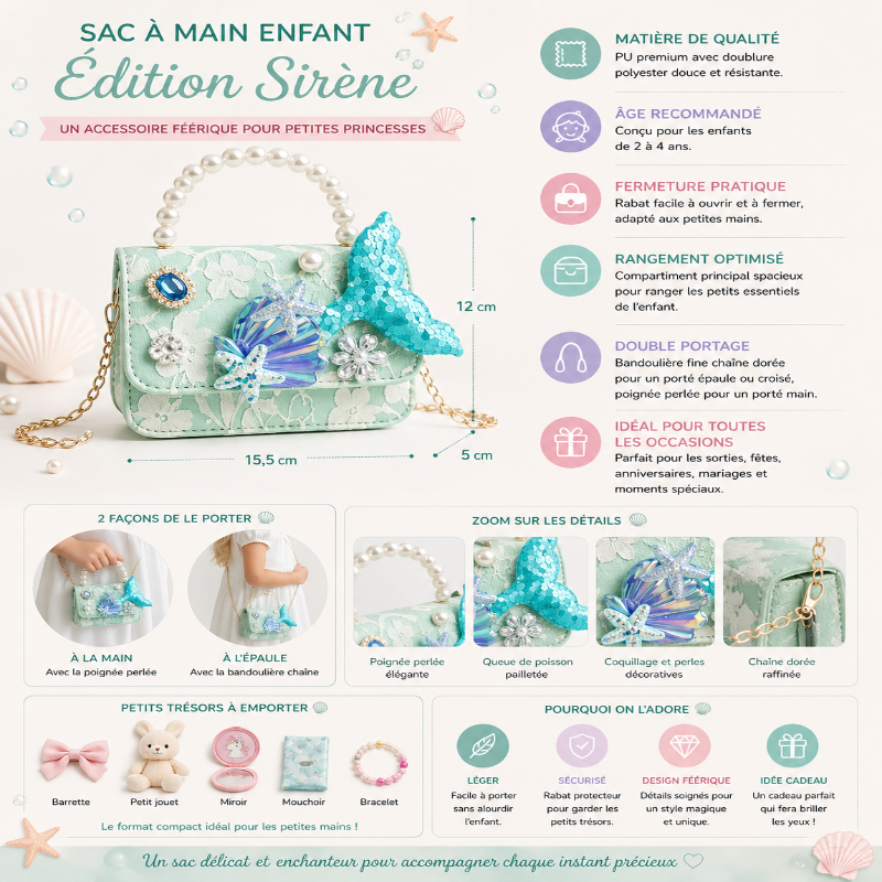 Sac à main fille sirene visuel detals