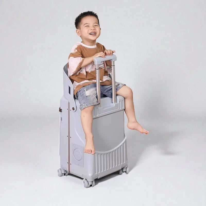 VALISE ASSISE BLEU ENFANT ASSIS QUI RIGOLE