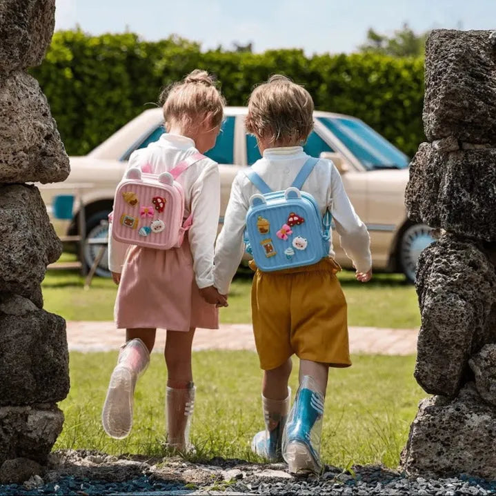 mini cartable bleu et rose