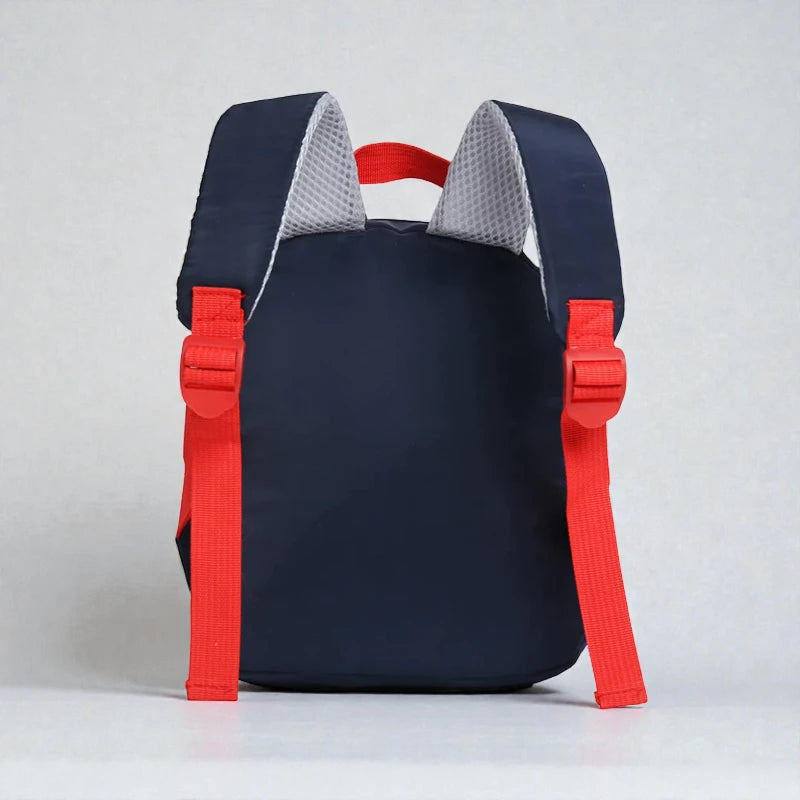Sac à dos licorne bébé bleu et rouge vu de dos