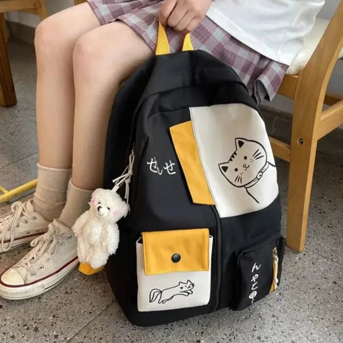 sac a dos chat noir ecoliere sol