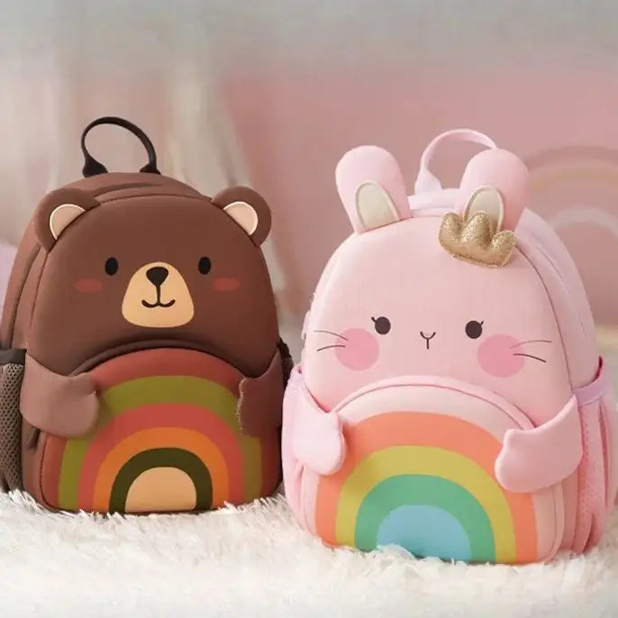 sac à dos bébé crèche fille rainbow rabbit et rainbow bear