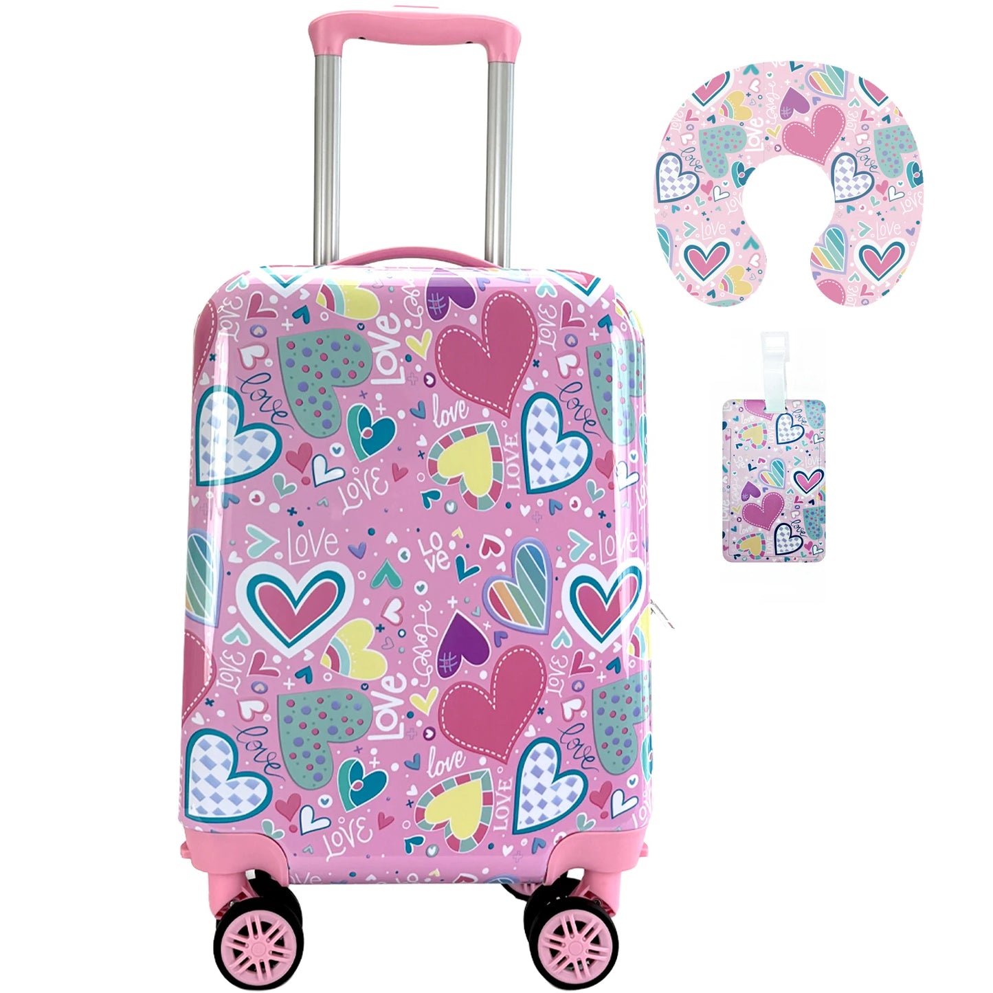 Valise enfant fille 10 ans rose à roulettes avec ses accessoires assorties offerts