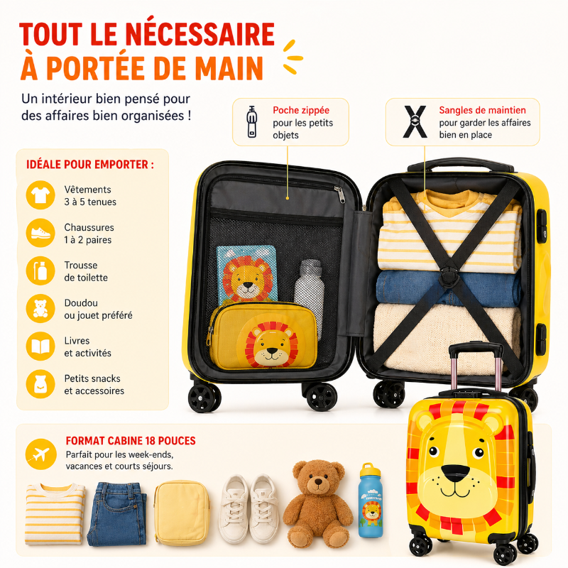 valise cabine enfant motif tigre visuel description