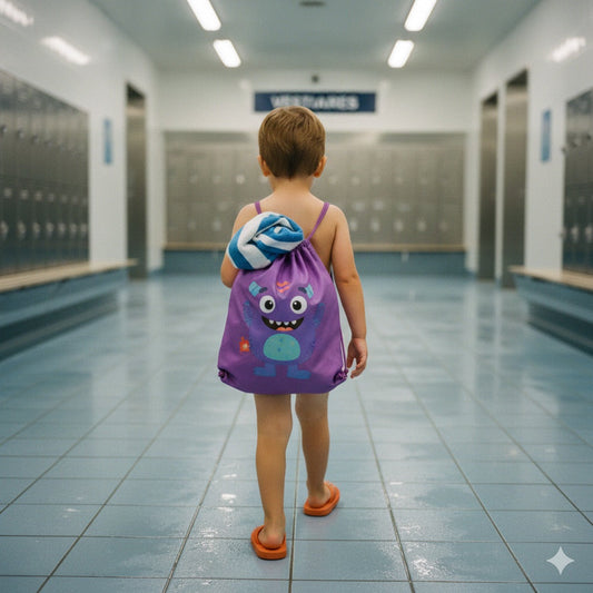 Enfant avec son sac piscine 