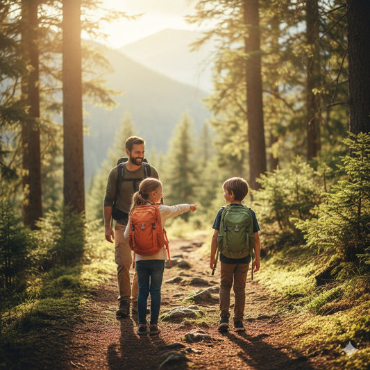 Enfants avec leur sac à dos randonné 