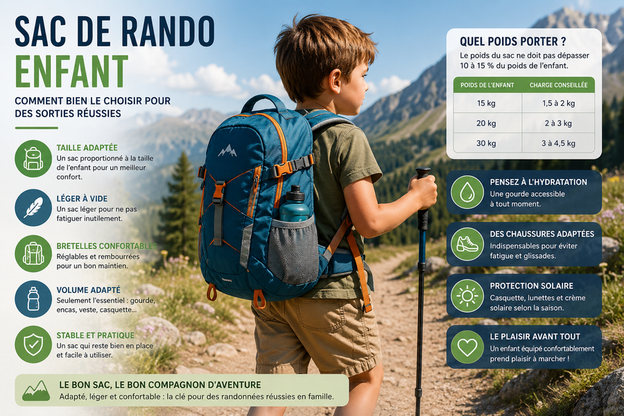 Un enfant portant son sac randonnée 