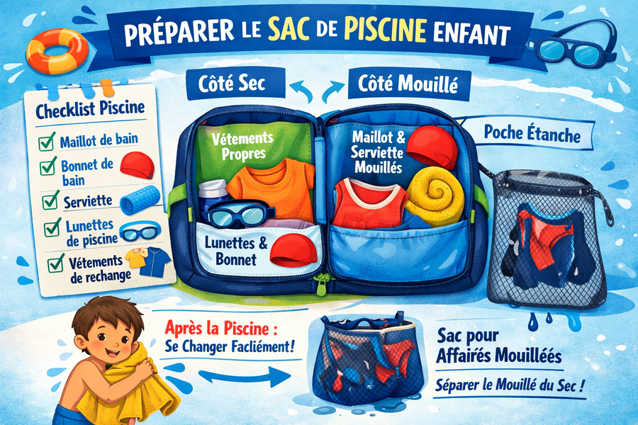 Checklist complète de sac de piscine enfant