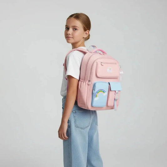 Cartable enfant arc en ciel fille visuel porté