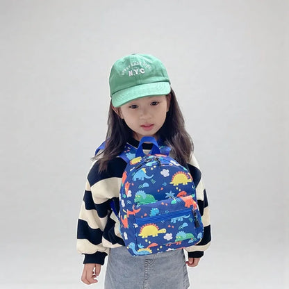SAC DINO BEBE BLEU FILLE FACE