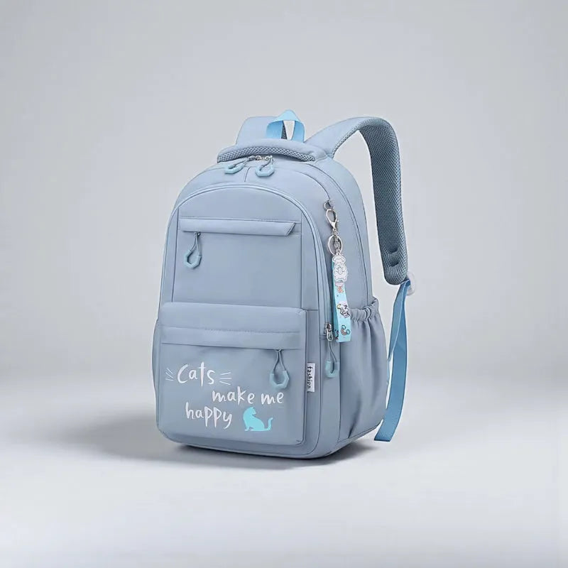 SAC ENFANT CHAT HEUREUX BLEU