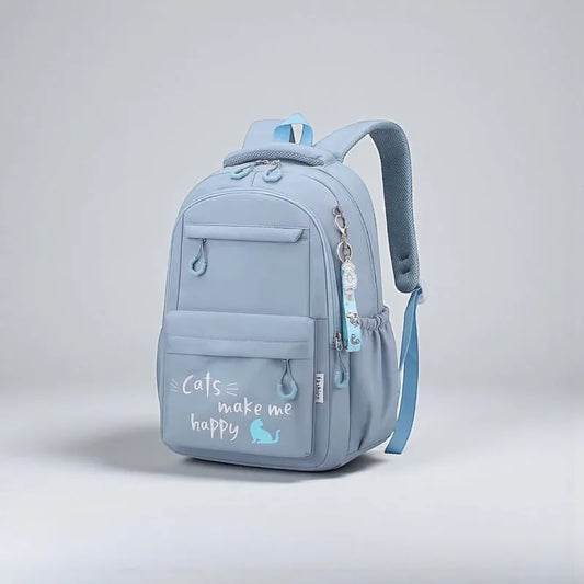 SAC ENFANT CHAT HEUREUX BLEU
