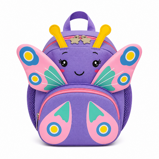 Sac à dos fille maternelle papillon violet vu de face 