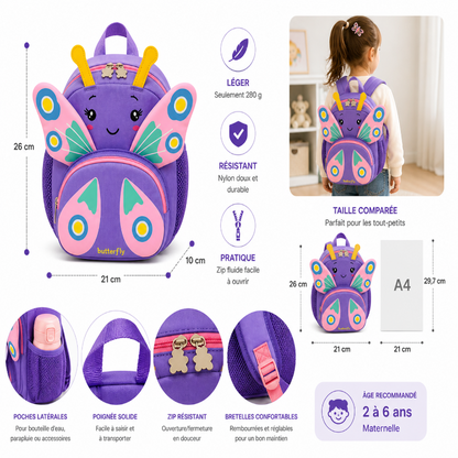 Sac à dos fille maternelle papillon violet dimensions 