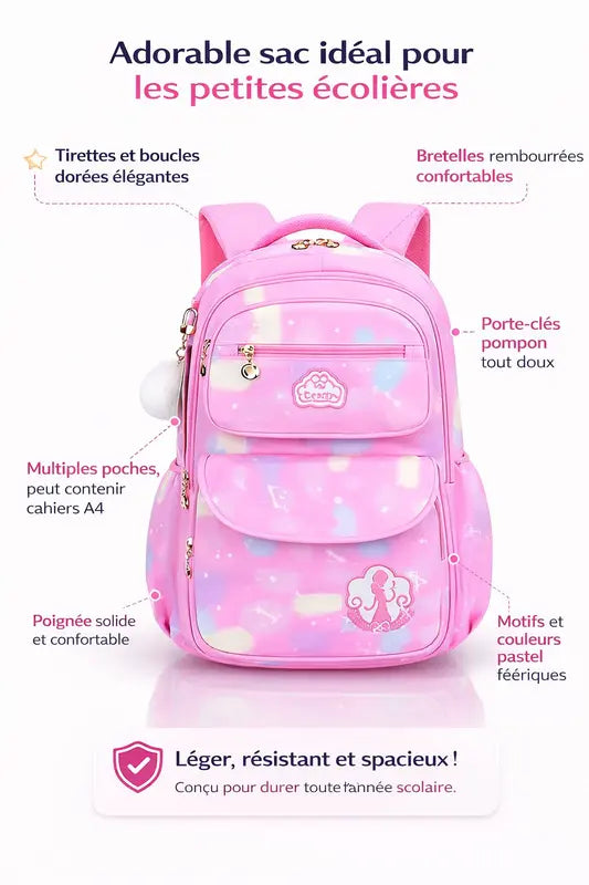 Sac a dos primaire fille arc en ciel visuel description 