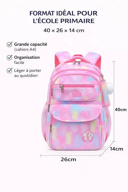 Sac a dos primaire fille arc en ciel visuel format 