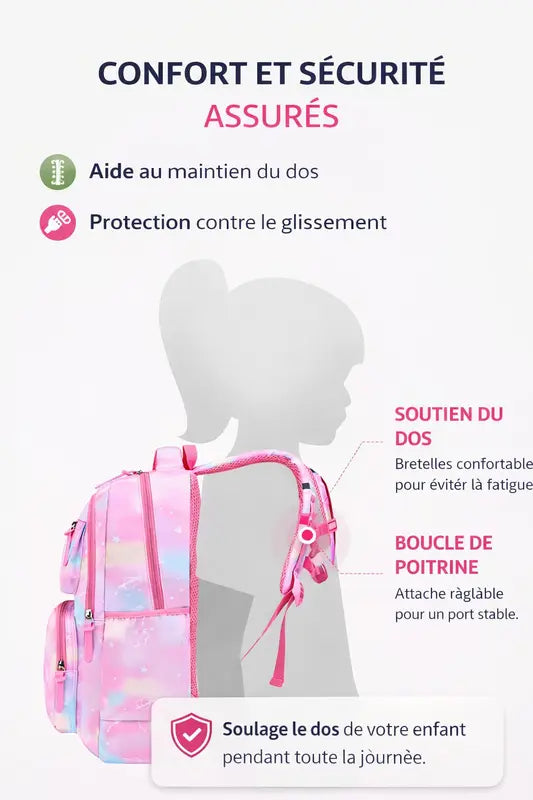 Sac a dos primaire fille arc en ciel visuel protection 