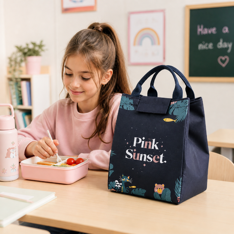 Sac a lunch enfant isotherme visuel fille face 