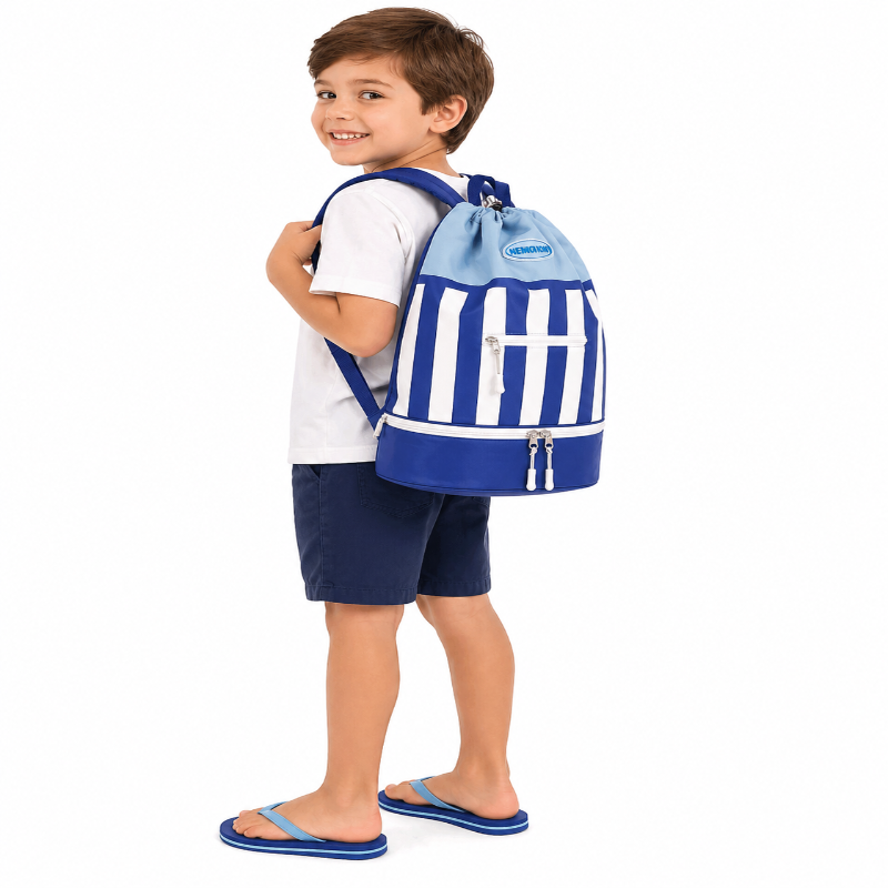 Sac de piscine enfant bleu marin visuel dos 