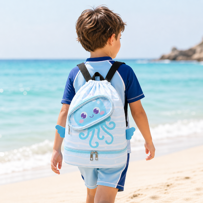 Sac de piscine enfant motif poulpe garcon dos 