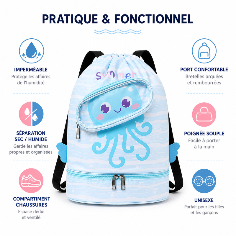 Sac de piscine enfant motif poulpe informations 