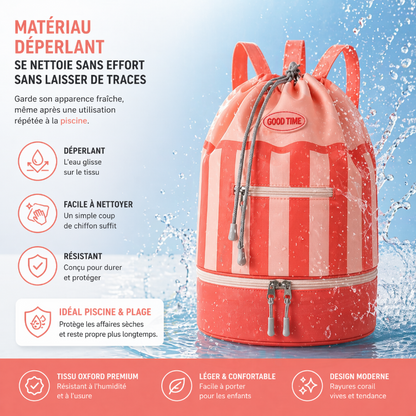 Sac de plage enfant corail caractéristiques  visible 