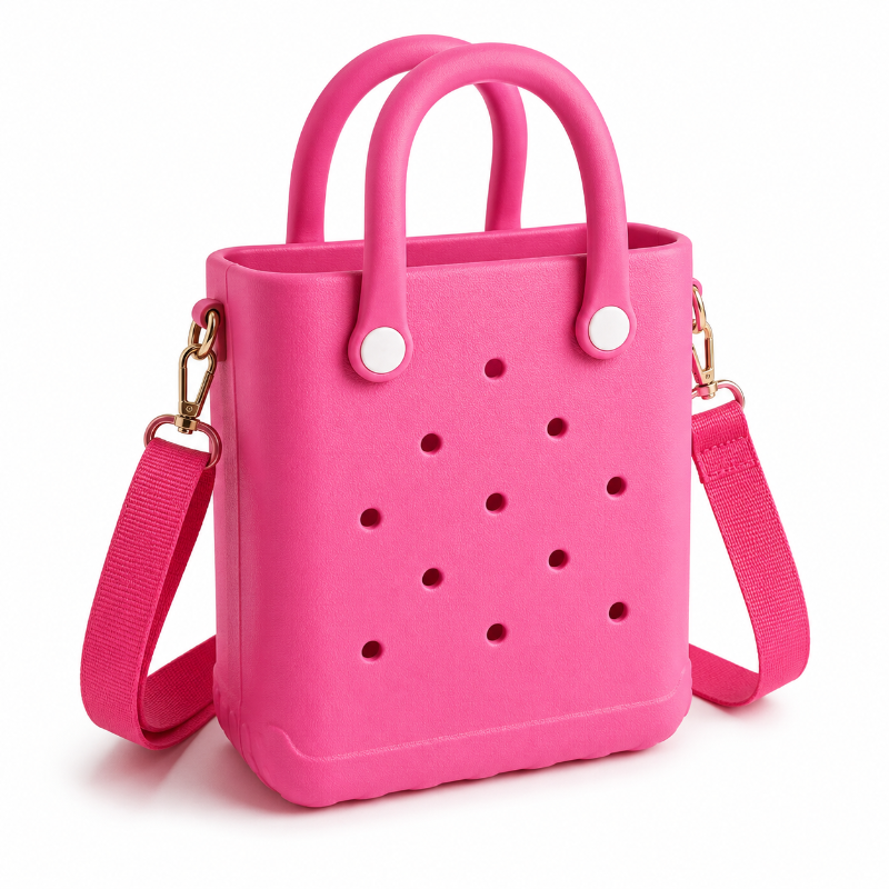 Sac de plage enfant rose en EVA imperméable avec bandoulière amovible et poignée