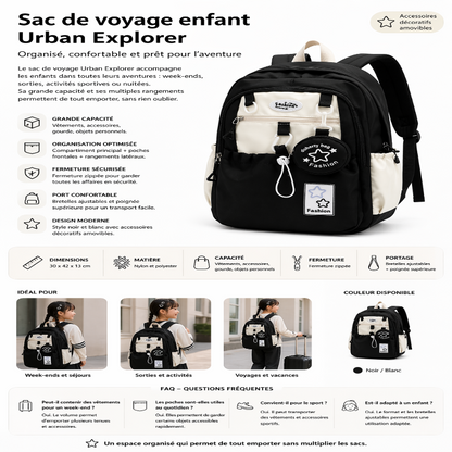 Sac de voyage enfant kawai visuel infographie 