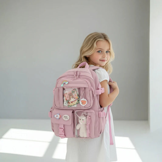 Sac de voyage enfant rose visuel dos