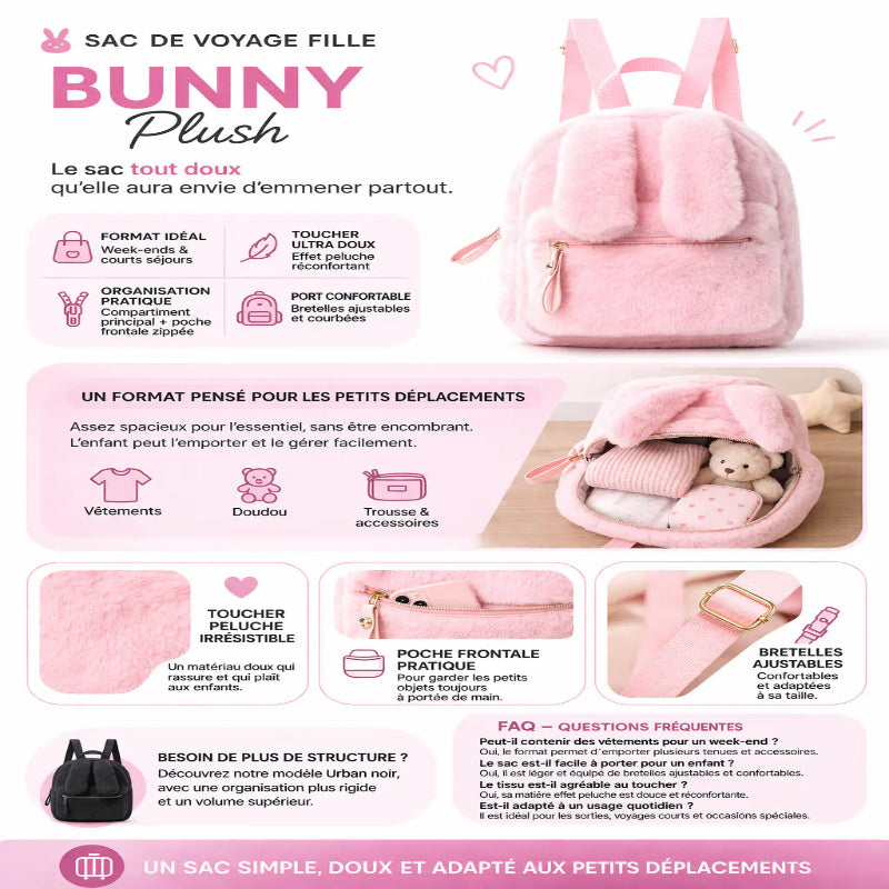 Sac de voyage fille lapin rose description 