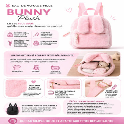 Sac de voyage fille lapin rose description 
