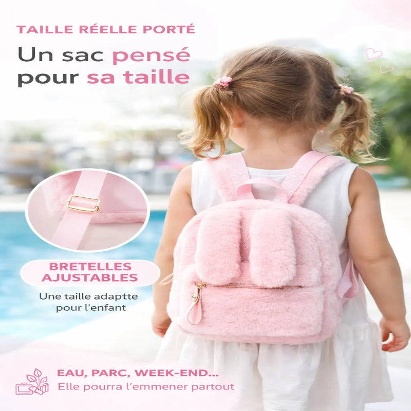 Sac de voyage fille lapin rose visuel porté
