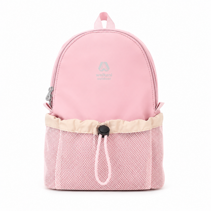 Sac à dos randonnée enfant rose Mini Bala avec poche filet et cordon extérieur
