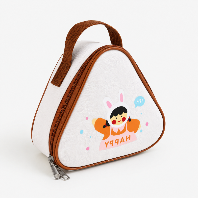 Sac goûter enfant Bella Lapin blanc et marron avec doublure isotherme 