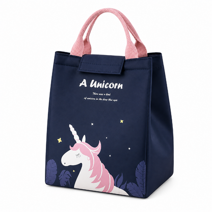 Sac isotherme enfant licorne bleu visuel face 