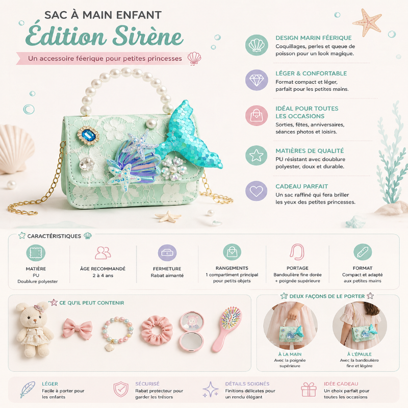 Sac à main fille sirene visuel infos