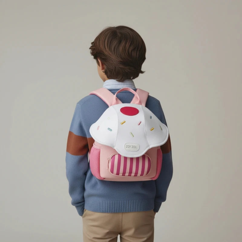 Sac maternelle champignon rose dos 