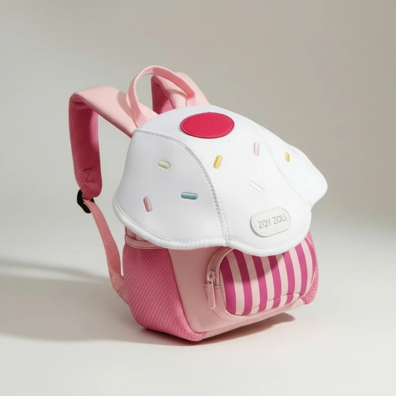 Sac maternelle champignon rose coté