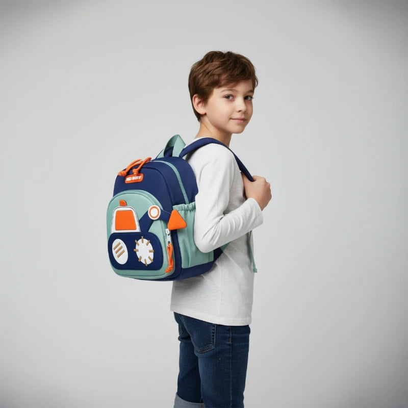 Sac enfant maternelle 2–5 ans – Idéal première rentrée | Modèle Chantier Bleu