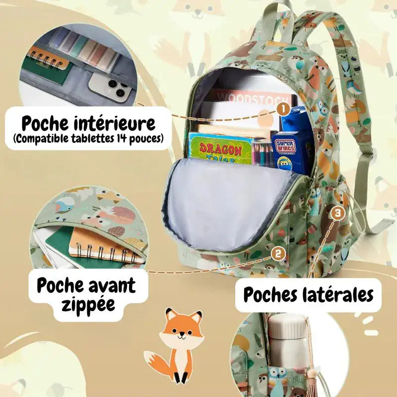 Sac maternelle garçon Woodland Adventure detail des poches