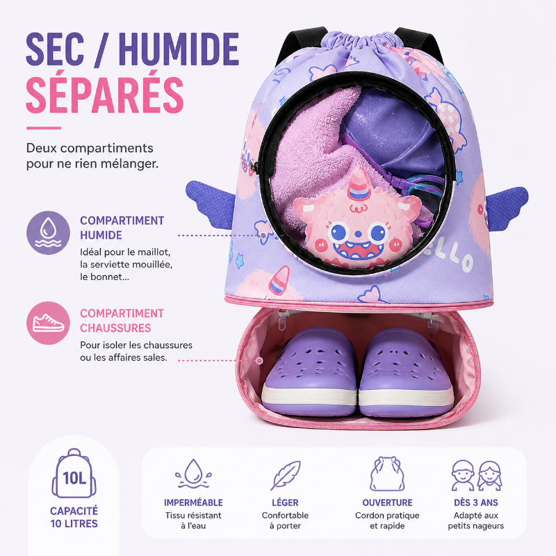 Sac piscine enfant Bubblecorn compartiments 