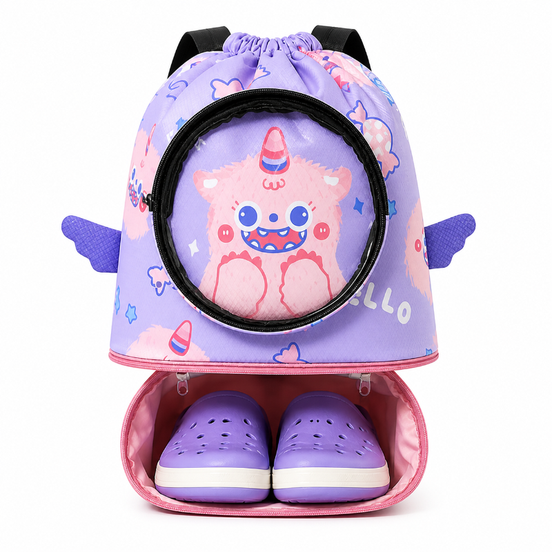Sac piscine Bubblecorn ouvert avec compartiment chaussures visible
