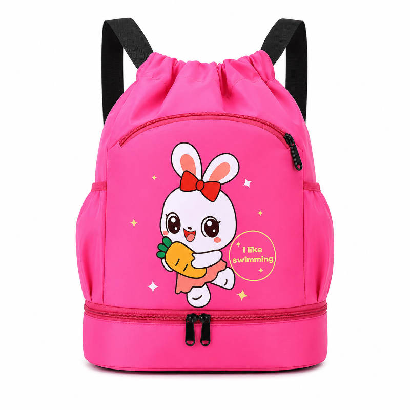 Sac piscine enfant lapin rose de face