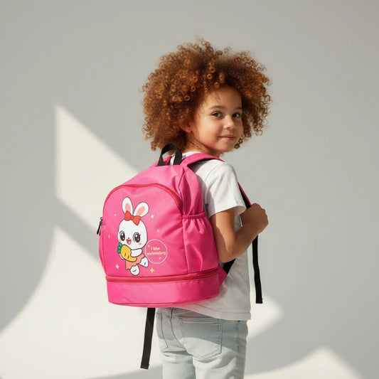Sac piscine enfant lapin rose fille de dos