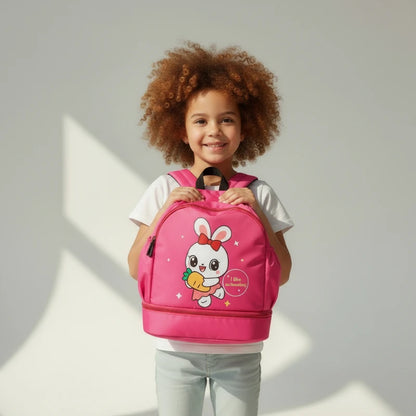 Sac piscine enfant lapin rose fille de face