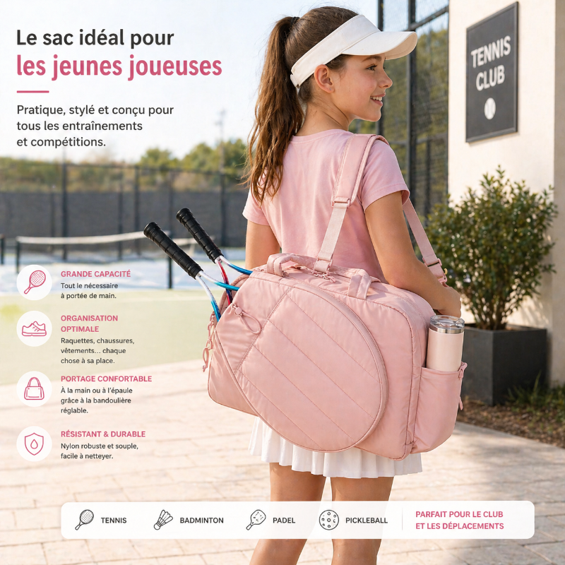 Sac raquette tennis enfant visuel fille 