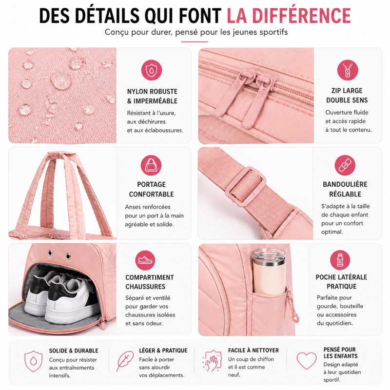 Sac raquette tennis enfant visuel details